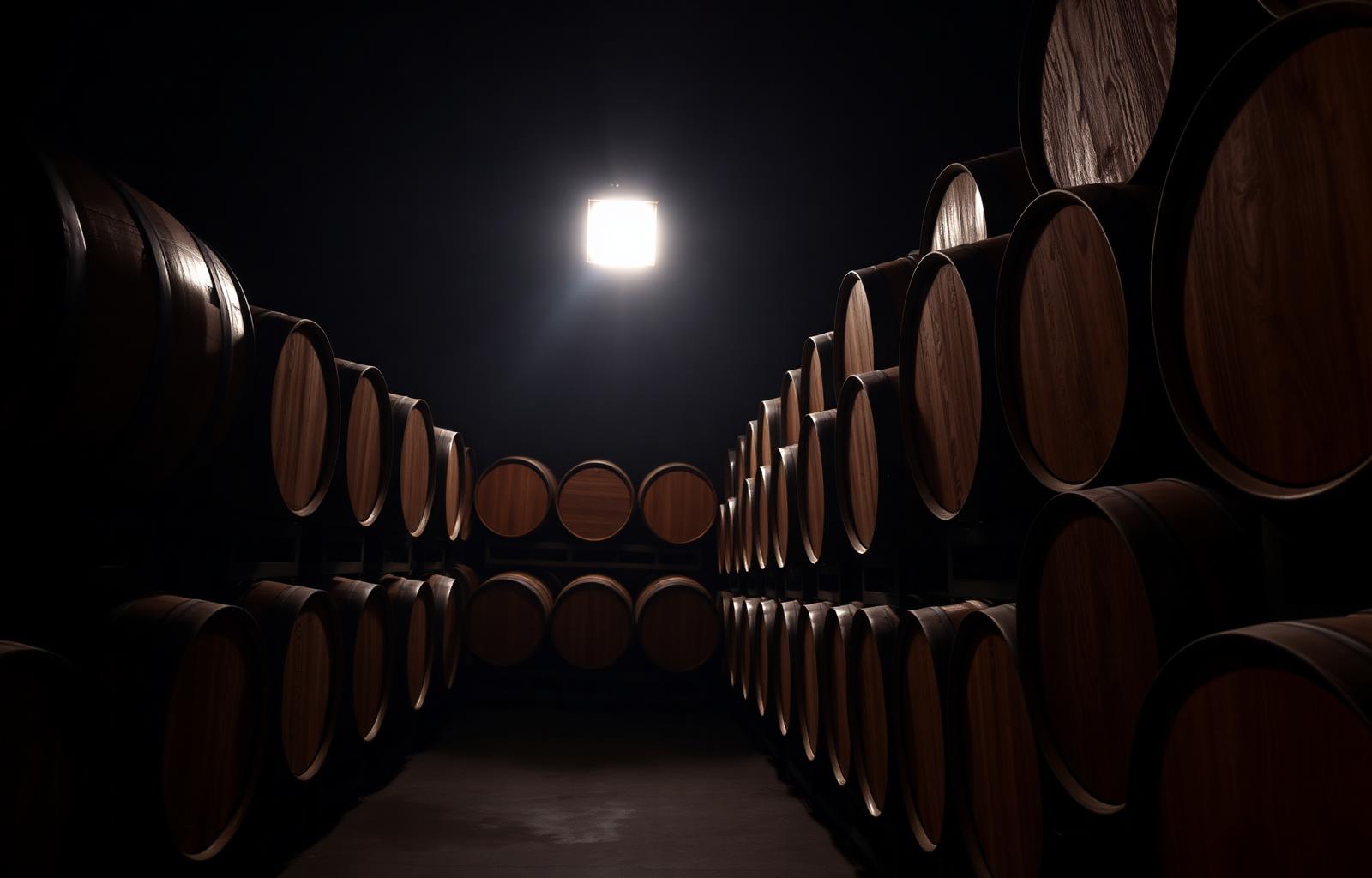 Oak casks in storage